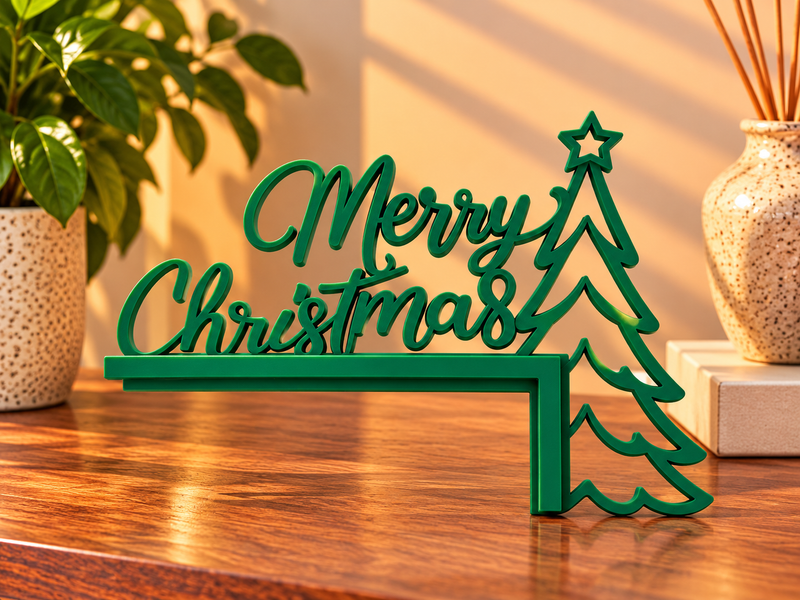 Merry Christmas Frame Topper โ Green Christmas Tree Design
