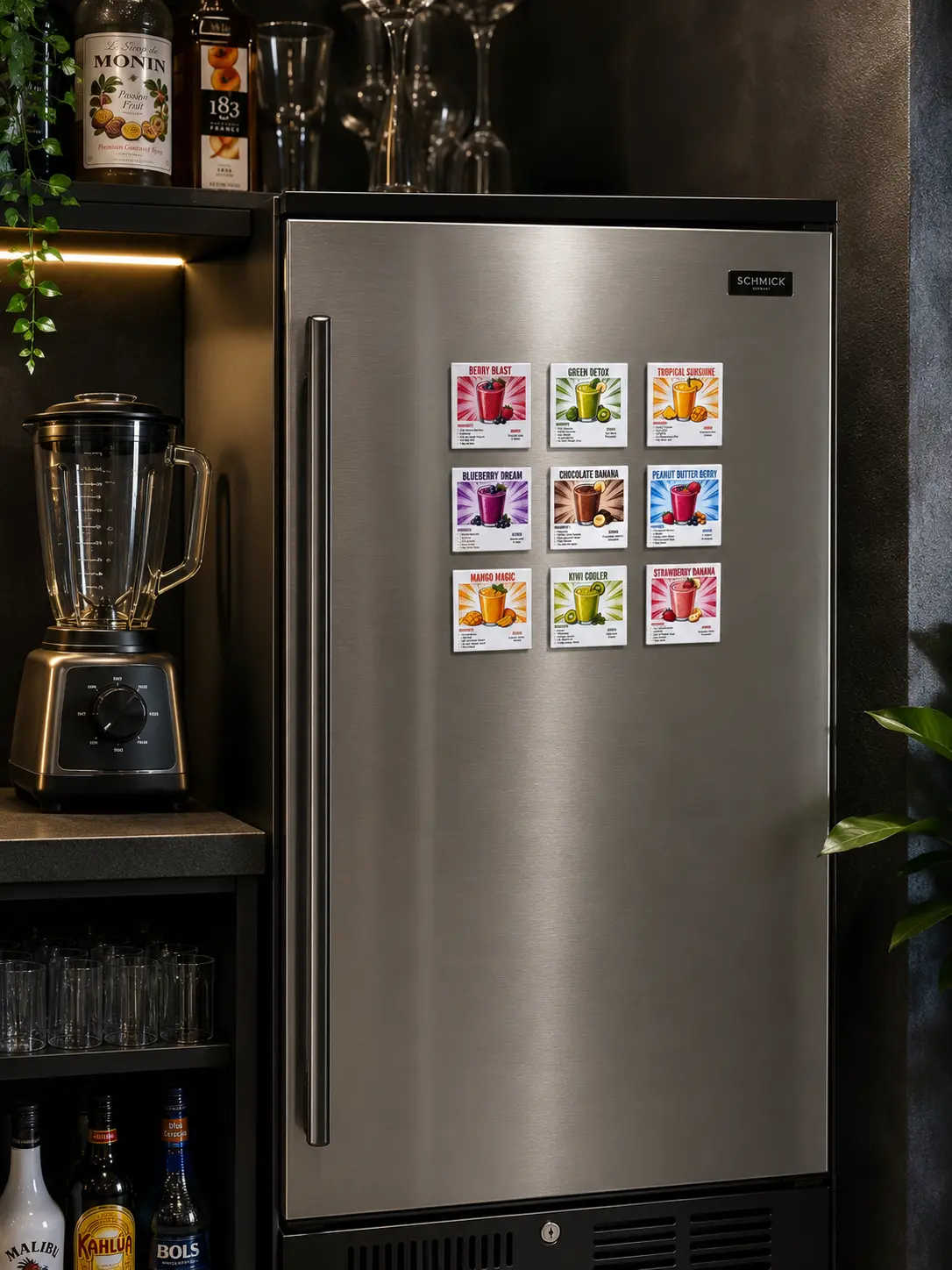 Smoothie Recipe Magnet Set | 9 Healthy Smoothie Fridge Magnets