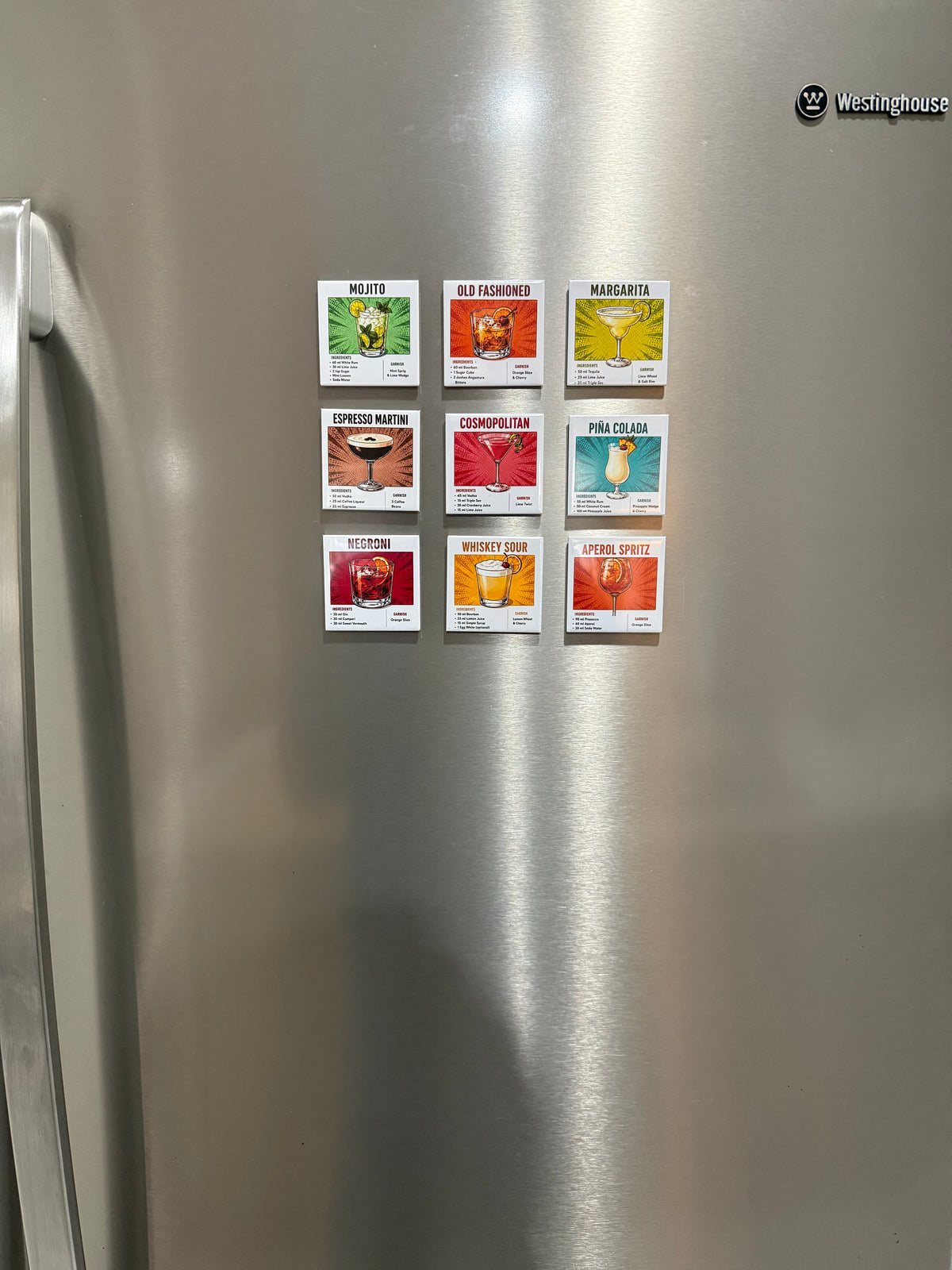 Cocktail Recipe Fridge Magnet Set | 9 Premium Drink Recipe Magnets