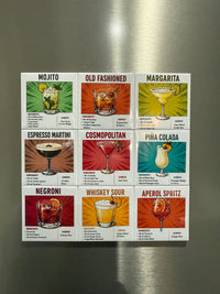 Cocktail Recipe Fridge Magnet Set | 9 Premium Drink Recipe Magnets