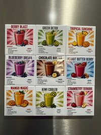 Smoothie Recipe Magnet Set | 9 Healthy Smoothie Fridge Magnets