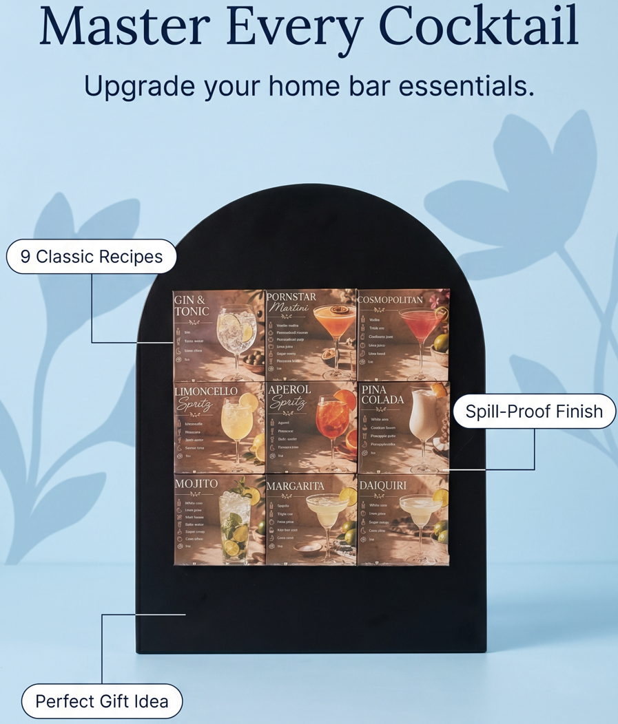 Cocktail Recipe Magnet Set | 9 Classic Cocktail Magnets